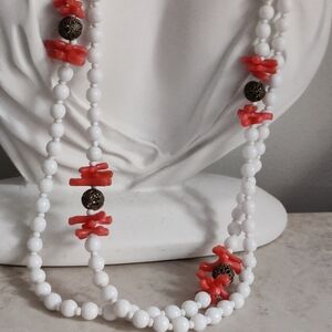 Miriam Haskell Milk Glass & Faux Corals Set
